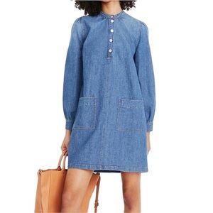 Madewell Denim Patch Pocket Pullover Long Sleeve Denim Dress Size large